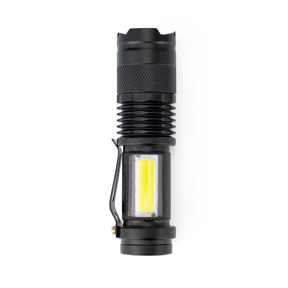 Pocket Small LED Torch Clip Light Dry Battery Zoomable Extendable Customized Flashlight Hand Held White Light Lamp