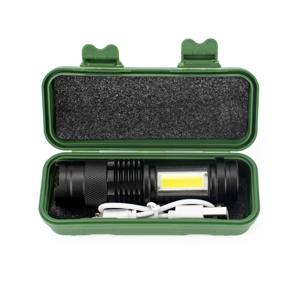 aluminum rechargeable pocket small cheap pocket flash light cheap mini zoom flashlight set with plastic box