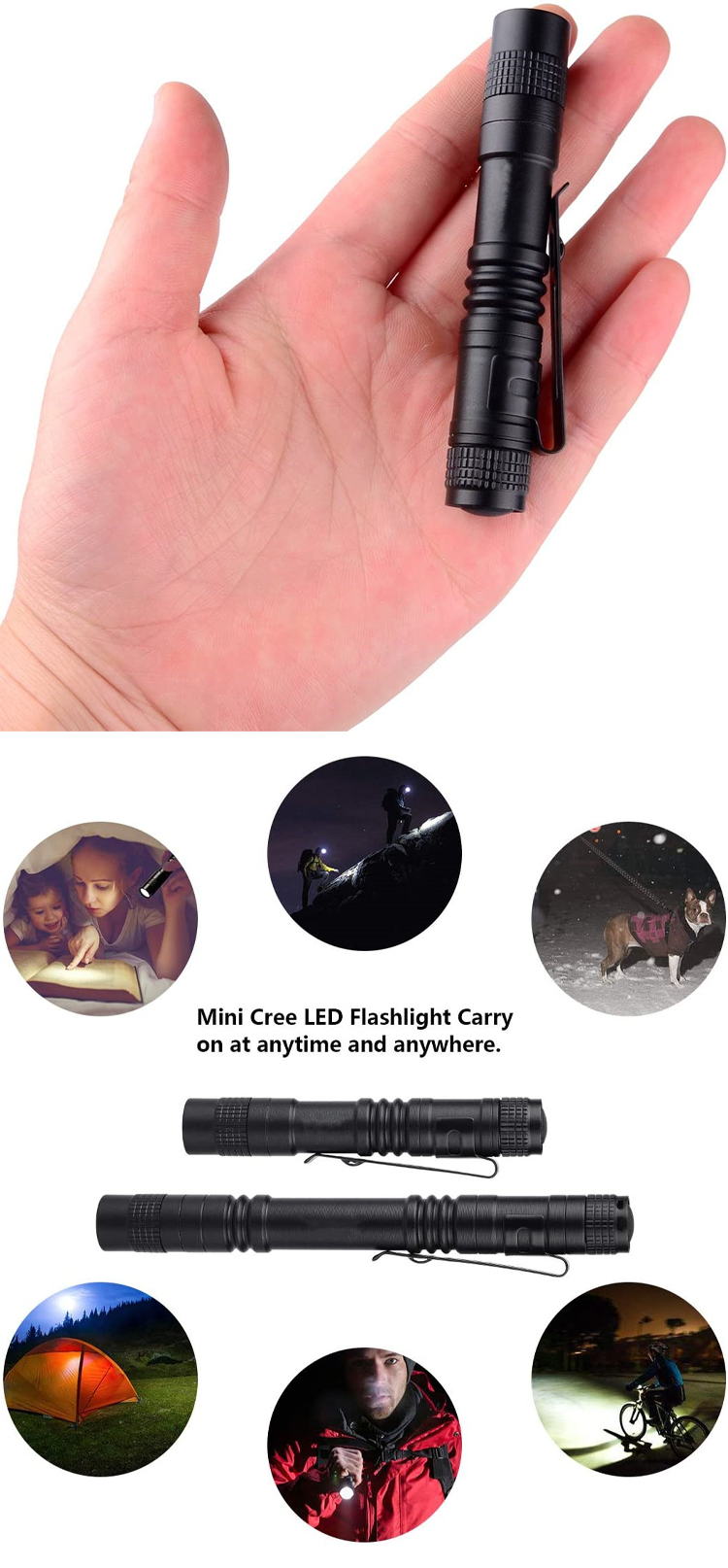 ONLYSTAR Super Small Mini LED Aluminum Battery-Powered Handheld Pen Light Tactical Pocket Torch with Clip