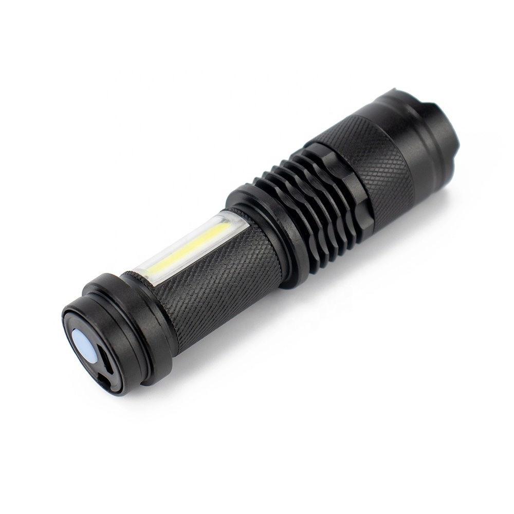 Premium Side COB Floodlight XPE Zoomable Pocket Mini Torch Aluminum Powerful LED Tactical Flashlight