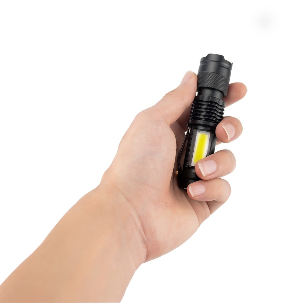 Premium Side COB Floodlight XPE Zoomable Pocket Mini Torch Aluminum Powerful LED Tactical Flashlight