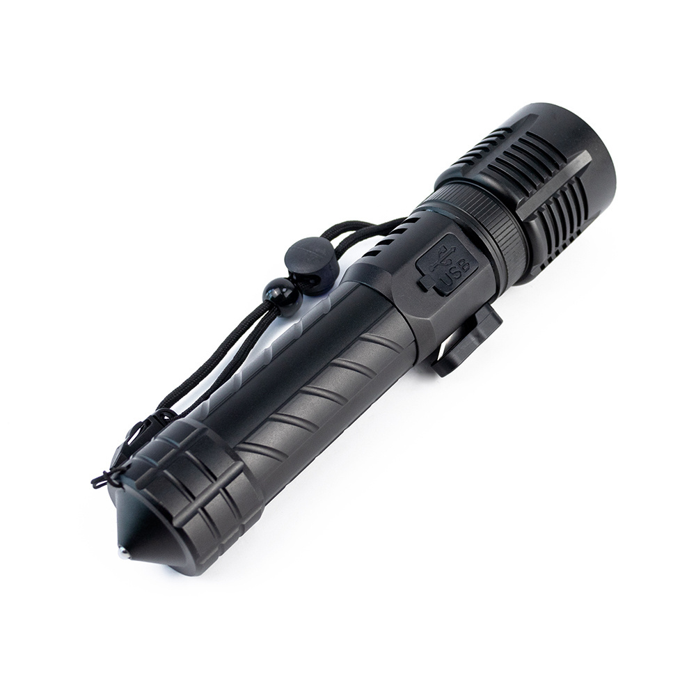 Aluminum P50 LED high lumen powerful brightness torch with safety hammer and belt cutter  emergency flashlight