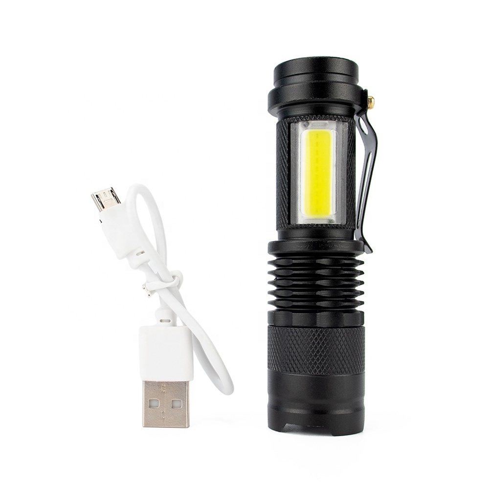 Premium Side COB Floodlight XPE Zoomable Pocket Mini Torch Aluminum Powerful LED Tactical Flashlight