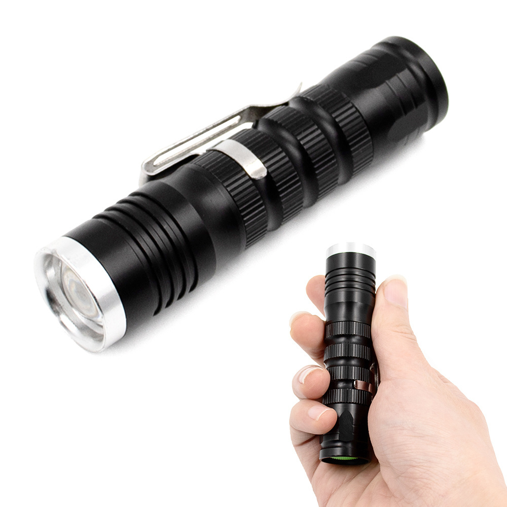 Small Professional Used LED Clip 3W Power Dry Battery Pocket Flashlight Camping LED Hot Selling Inspect Torch