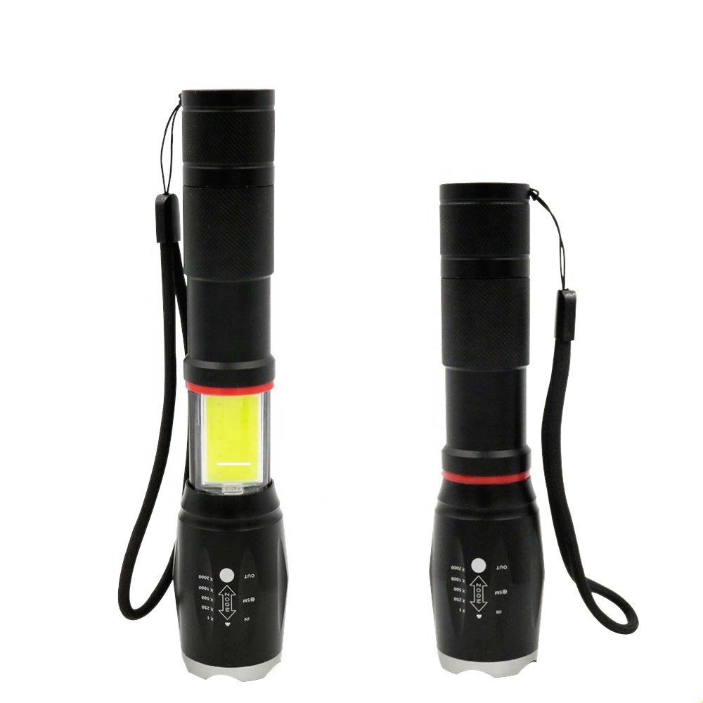 COB zoomable 200LM torch 3*AAA Battery waterproof 18650 tactical led flashlight with SOS light