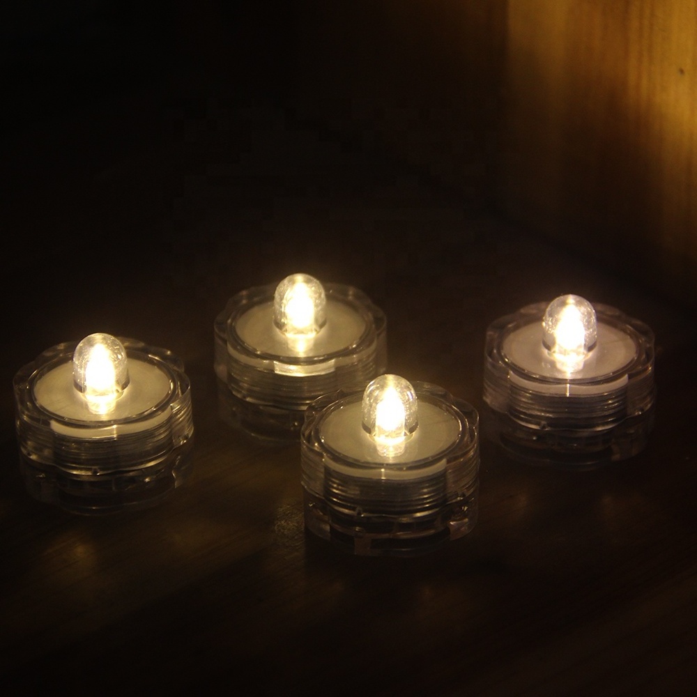 Home Decoration Battery Operated Waterproof set of 4 Flameless Led Candle Tealight  Mini submersible Tea Light