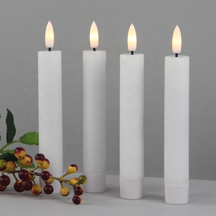 Fashionable White Wax Short LED Candle Sticks Taper Electric Candles for Home Decor