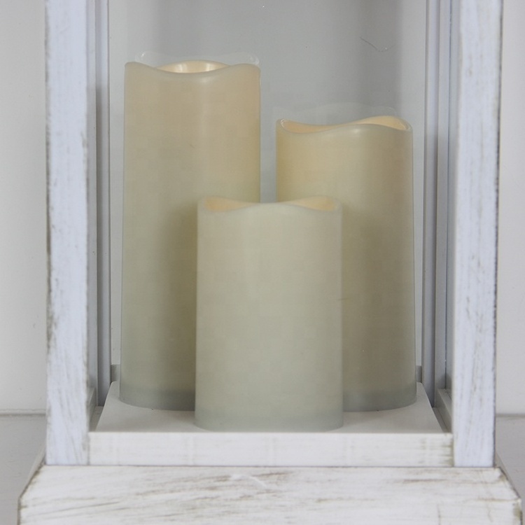 Outdoor vintage white plastic other large lantern candle holder with candles