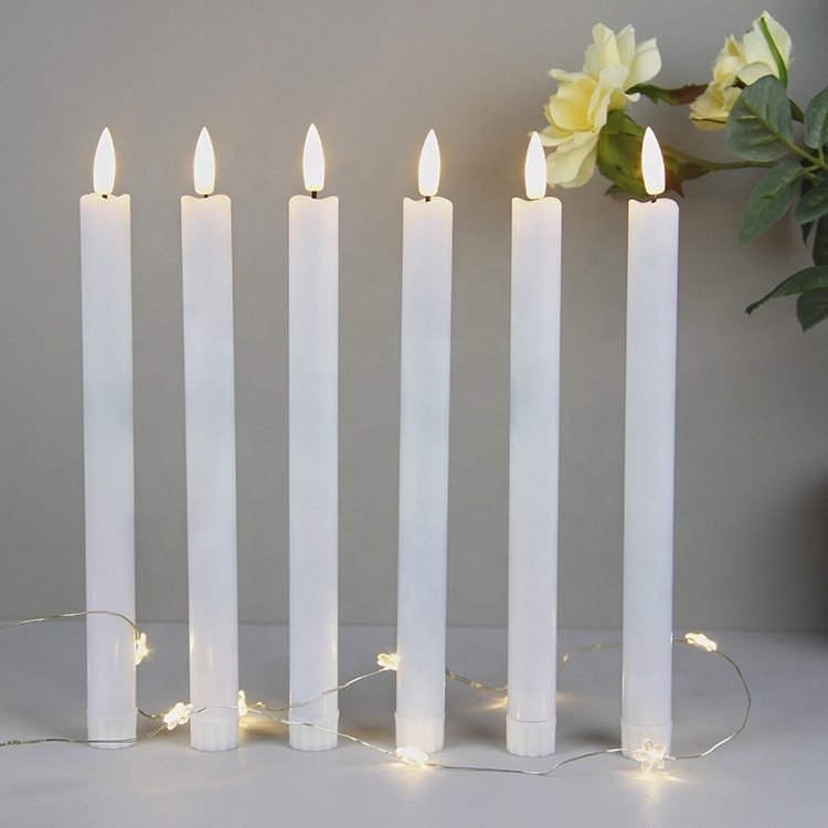 Wedding decor 3D real flame taper flickering battery operated dinner electric led flameless candles with remote control 10-key