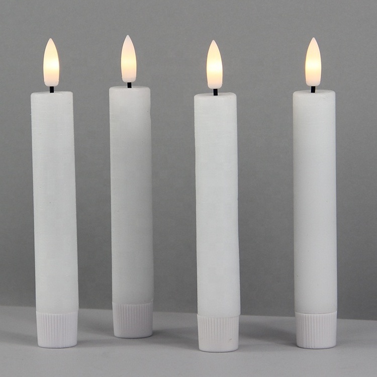 Fashionable White Wax Short LED Candle Sticks Taper Electric Candles for Home Decor