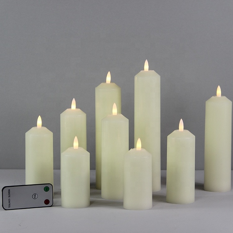 Home Decoration  Ivory Real Wax Battery Operated Flameless Slim pillar Mini led electric candle