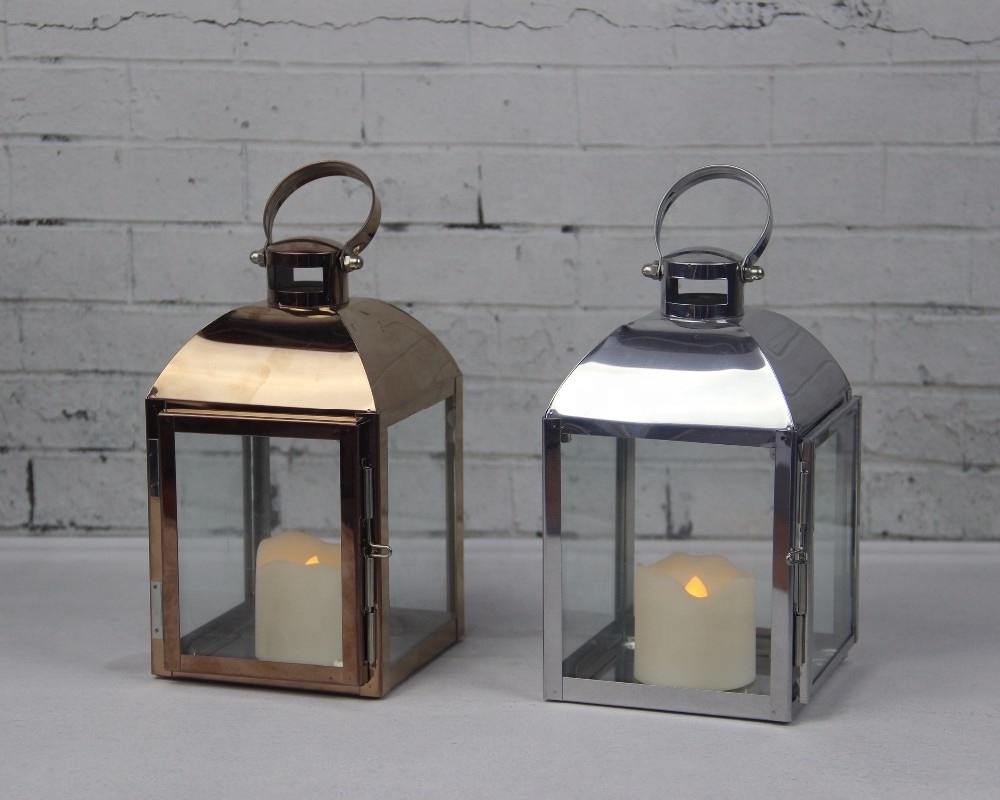 Christmas Indoor Gold Hanging Mini Metal Candle Holder Lanterns for LED Tealight Candle