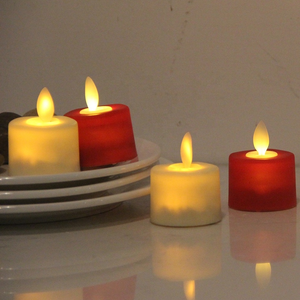 Set of 6 Christmas decoration moving flameless votive wholesale electric plastic tea light candles