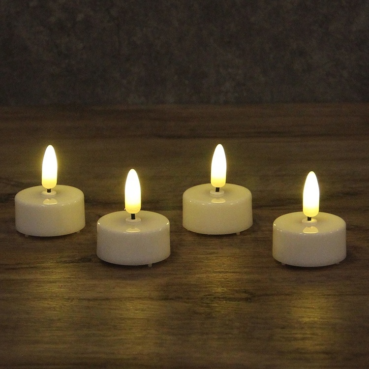 2 Pack Warm White Flickering Flameless Fake Tealight Candle 3D Real Flame Battery Plastic LED Tea Light for Decoration