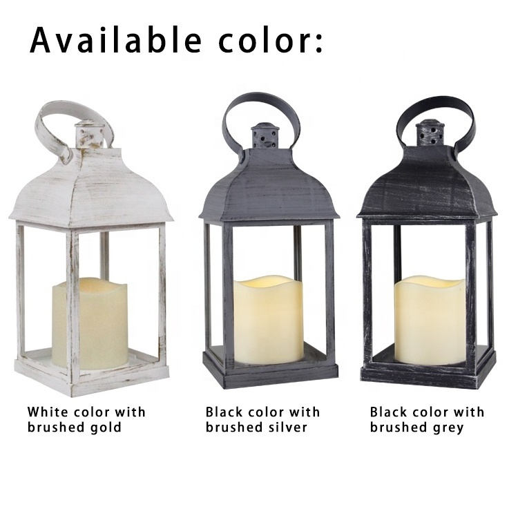 Wholesale Table Rustic Battery Operated Wedding Favors Pillar Plastic LED Vintage Candle Holder Lantern For Wedding