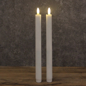 Wholesale set of 2 battery operated white flickering electric long plastic led taper flameless candle