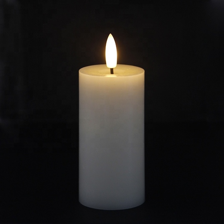 5 Packs White Wax Slim Realistic Battery Operated Flameless LED Candles with New 3D Real Flame