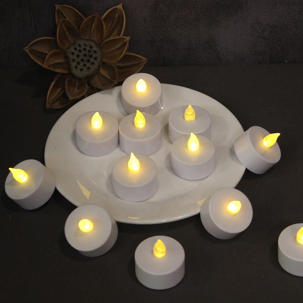 Small Lights Bulk Tea Light Warmers Candles Premium Plastic Wholesale Set of 4 Battery Operated White Home Decoration Pillar