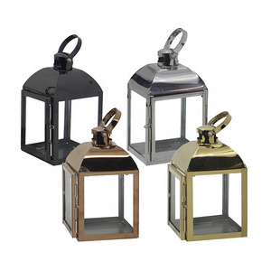 Christmas Indoor Gold Hanging Mini Metal Candle Holder Lanterns for LED Tealight Candle