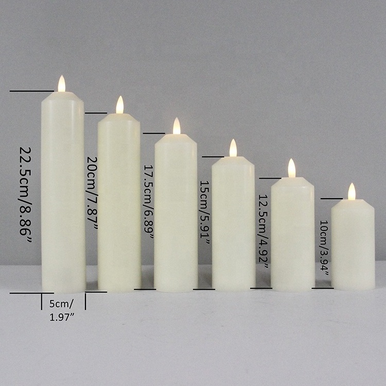 Home Decoration  Ivory Real Wax Battery Operated Flameless Slim pillar Mini led electric candle