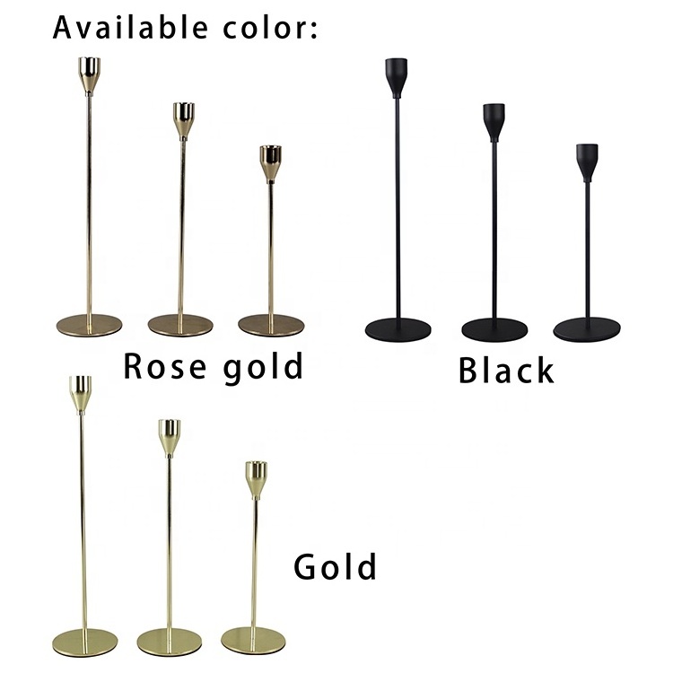 Sample Available European Metal Other Rose Gold Taper Custom Tall Wedding Decorative Candle Lantern Stick Holder Stand