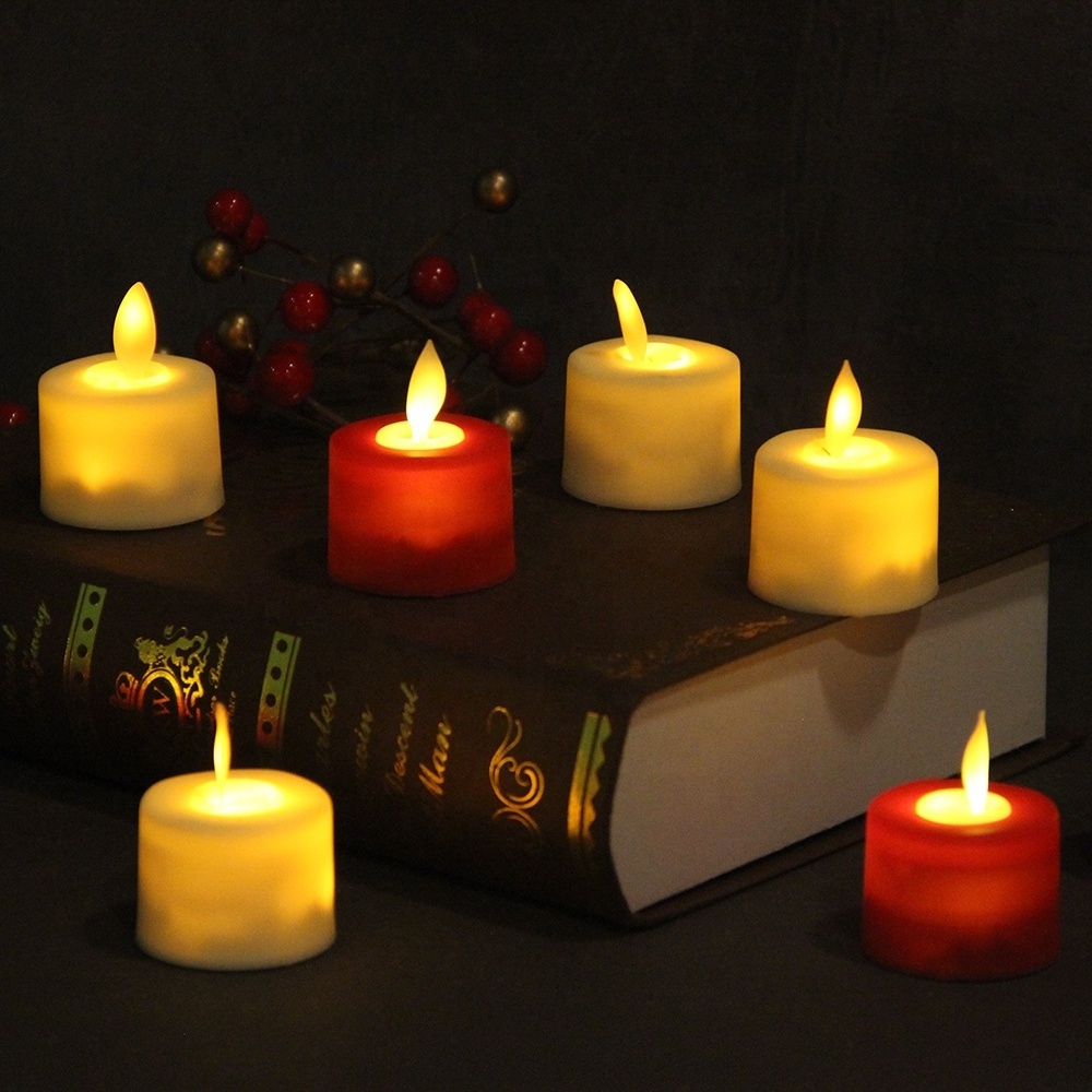 Set of 6 Christmas decoration moving flameless votive wholesale electric plastic tea light candles