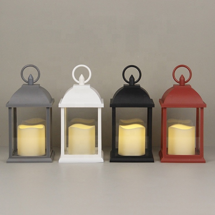 Indoor Hanging Table Decoration Mini Black Plastic LED Candle Flameless Electric Lantern