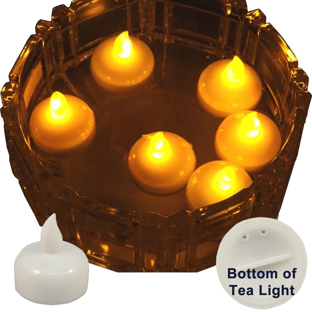 Set of 6 Floating LED Tea Lights with Water Sensor, Color Changing Light