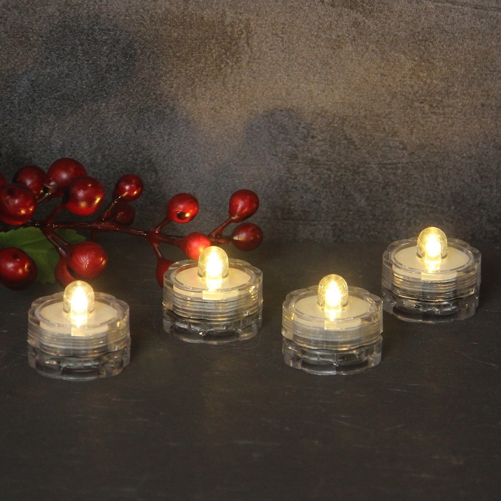 Set of 4 home decor realistic tealight plastic waterproof led candle light with timer