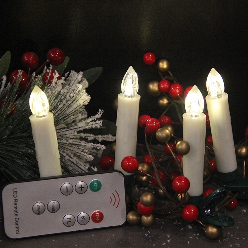 Home decoration electric flameless flickering remote control christmas tree lights led taper candles