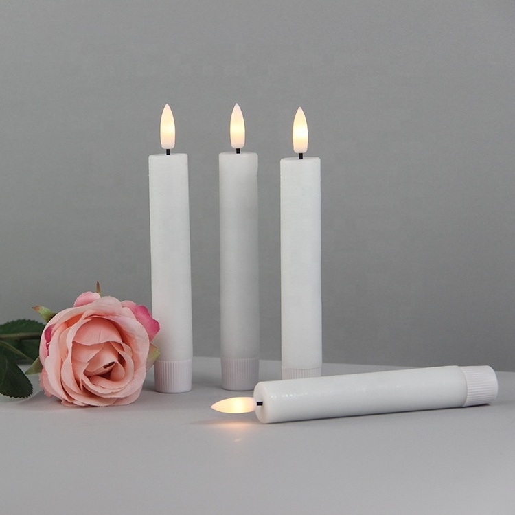 Fashionable White Wax Short LED Candle Sticks Taper Electric Candles for Home Decor