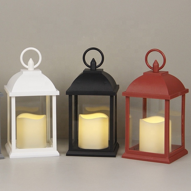 Indoor Hanging Table Decoration Mini Black Plastic LED Candle Flameless Electric Lantern