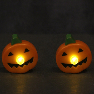 Set of 2 Orange Pumpkin For Halloween Festival Theme Party Decor Flameless Candle Light Battery Operated LED Tea Lights