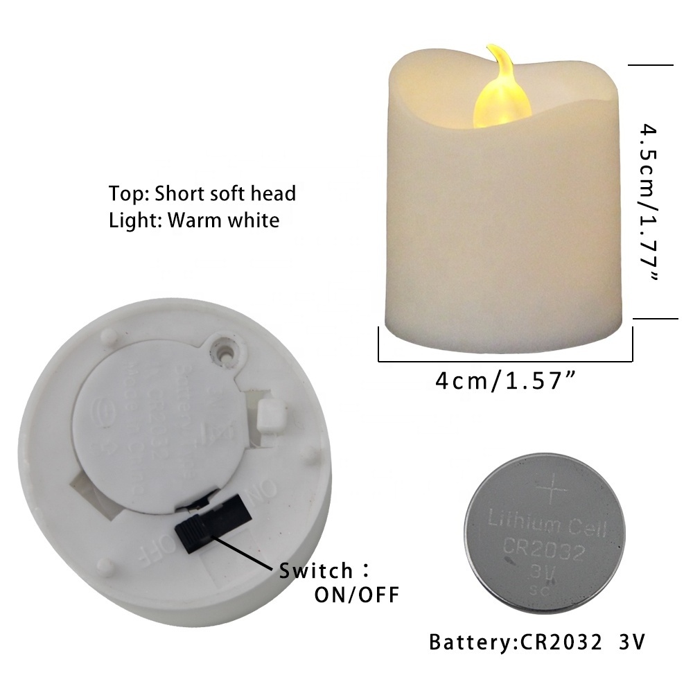 Home Decor Set of 2 Battery Operated  Flickering Electric Tea Lights Flameless LED Votive Candles