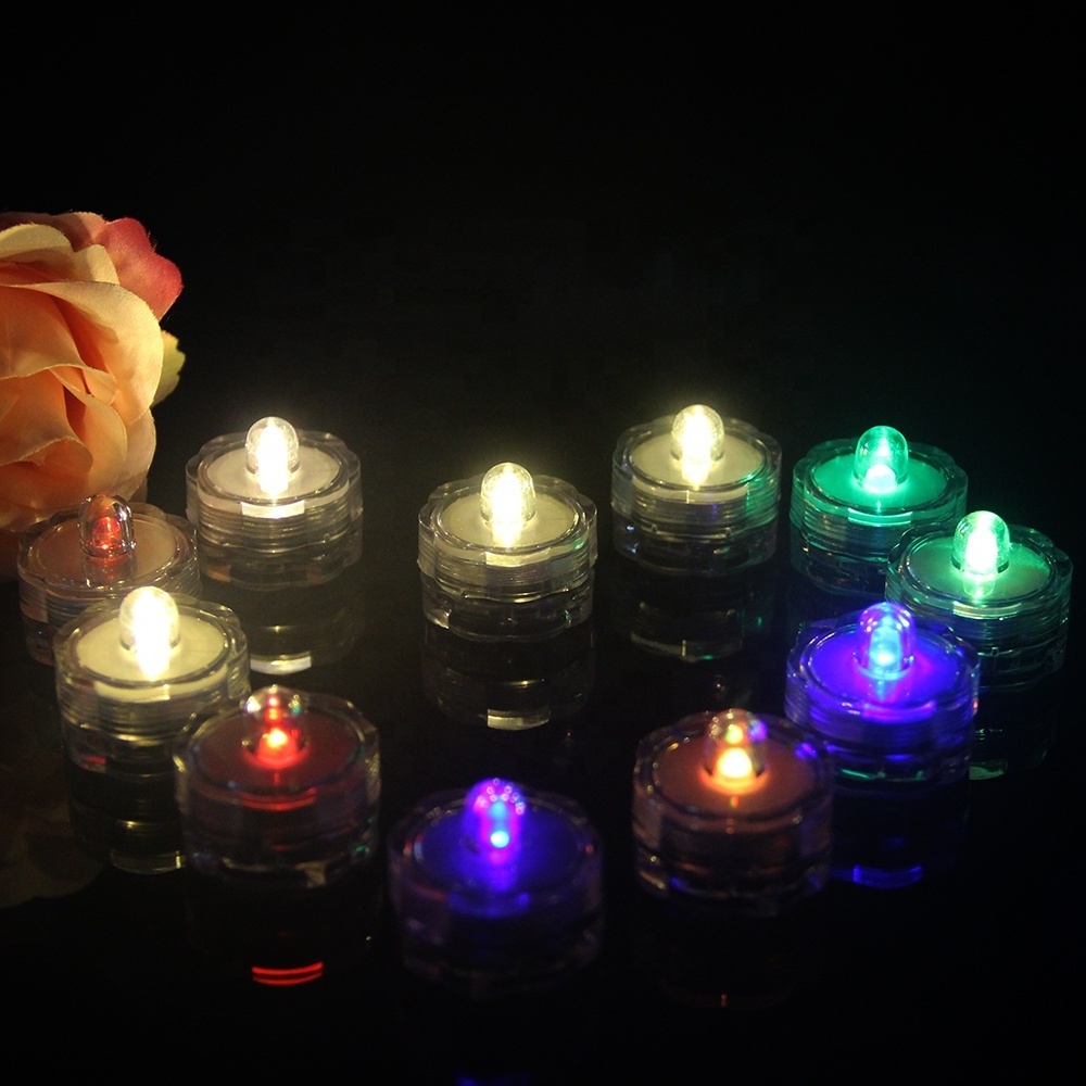 Home Decoration Battery Operated Waterproof set of 4 Flameless Led Candle Tealight  Mini submersible Tea Light