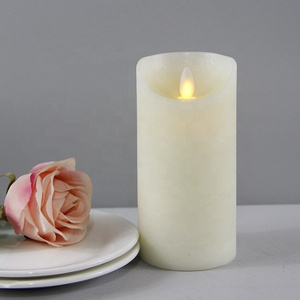 Home decoration realistic moving wick flickering led wax candle with timer