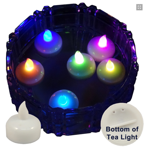 Set of 6 Floating LED Tea Lights with Water Sensor, Color Changing Light