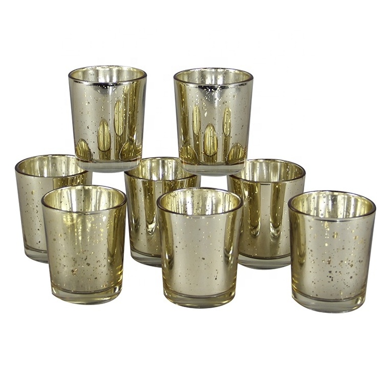 Gold silver mercury votive tealight candle jar candlestick glass candle holder for home decor weddings party table centerpieces