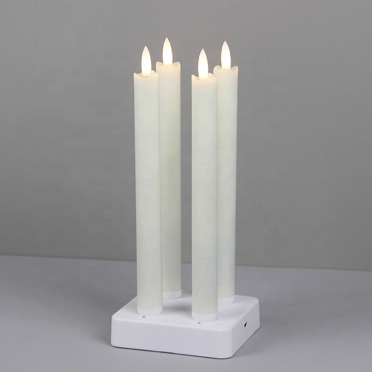 Home decor wax rechargeable USB flickering taper candles led with remote control