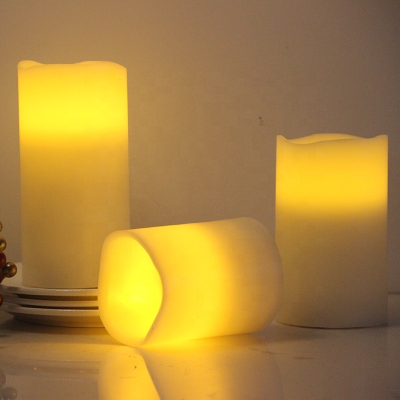 Home Decor  Set of 3 Warm White Flickering Flameless  Wholesale Magic Led Pillar Candles