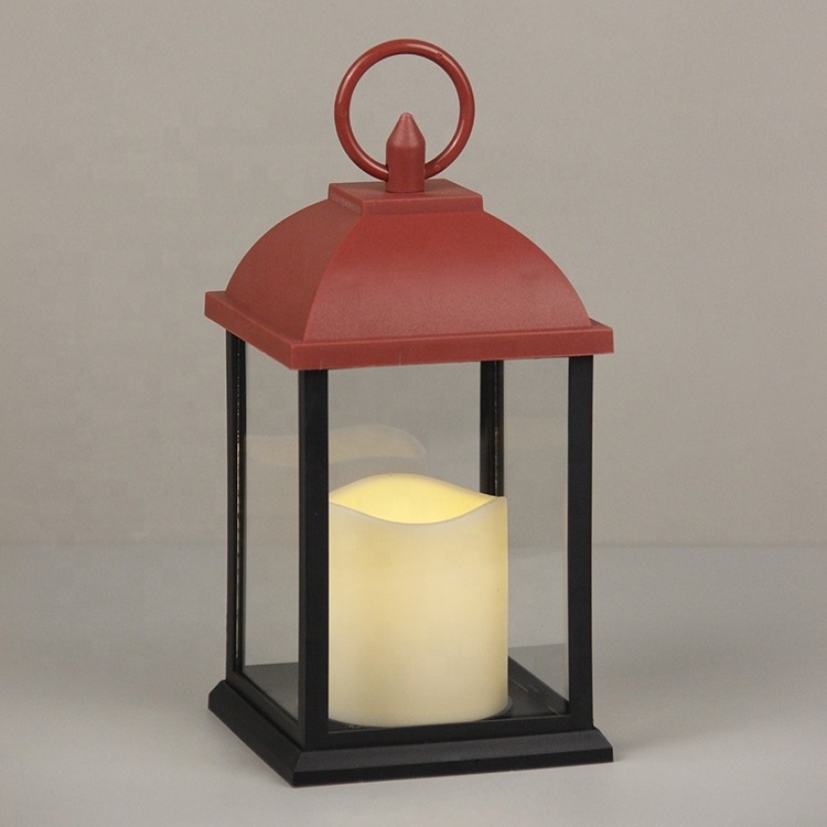 Indoor Hanging Table Decoration Mini Black Plastic LED Candle Flameless Electric Lantern