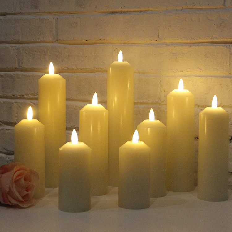 Home Decoration  Ivory Real Wax Battery Operated Flameless Slim pillar Mini led electric candle