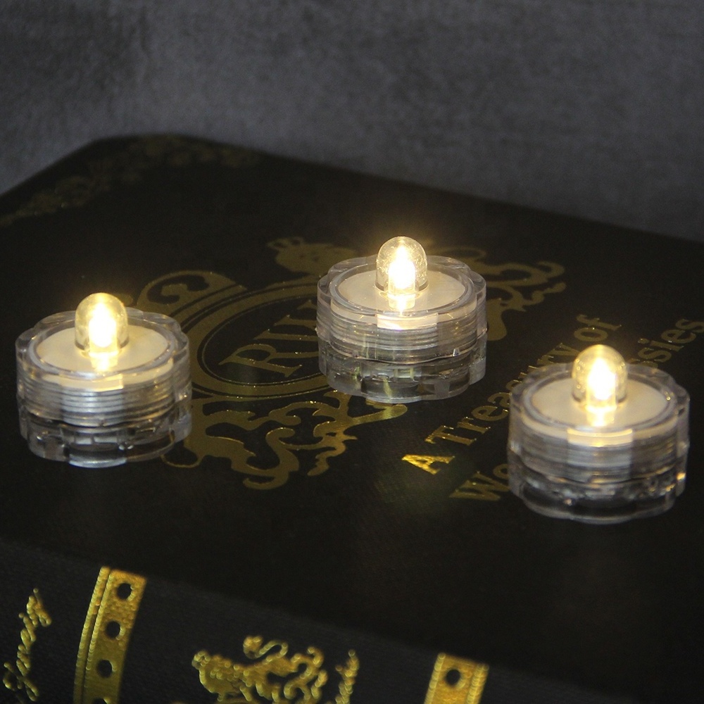 Home Decoration Battery Operated Waterproof set of 4 Flameless Led Candle Tealight  Mini submersible Tea Light