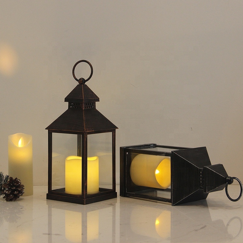 Plastic high quality battery operated LED small candle Lantern holder for home decor