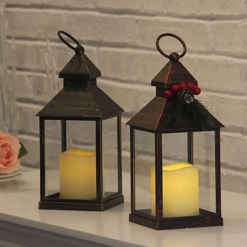 Plastic high quality battery operated LED small candle Lantern holder for home decor