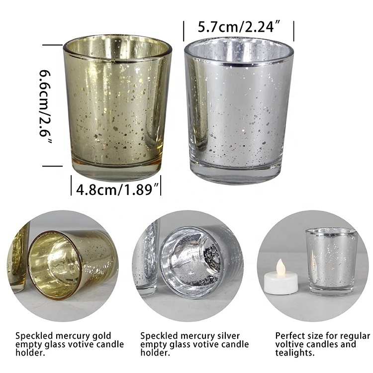 Gold silver mercury votive tealight candle jar candlestick glass candle holder for home decor weddings party table centerpieces