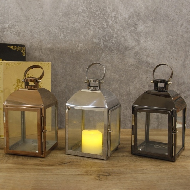 Christmas Indoor Gold Hanging Mini Metal Candle Holder Lanterns for LED Tealight Candle