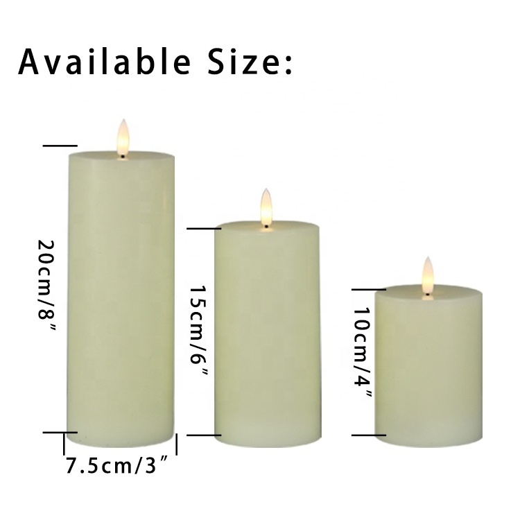 Wholesale ivory real wax battery flameless light new led candle magic decorative pillar wedding electric led candle