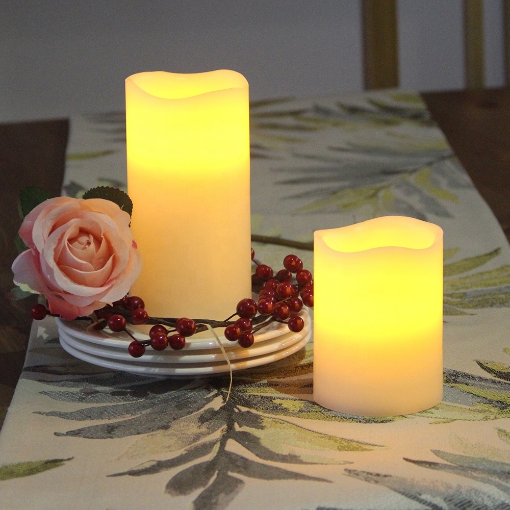 Home Decor  Set of 3 Warm White Flickering Flameless  Wholesale Magic Led Pillar Candles