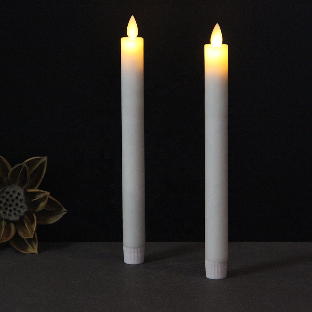 Home Decoration Battery Operated Paraffin Wax Flickering Flameless Warmer  Pillar White Moving Wick Led Taper electric Candle